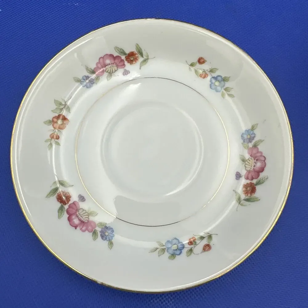 VTG Moriyama Teacup &‎ Saucer Floral Design Gold Trim Made in Occupied Japan